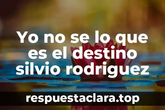 Yo no se lo que es el destino silvio rodriguez